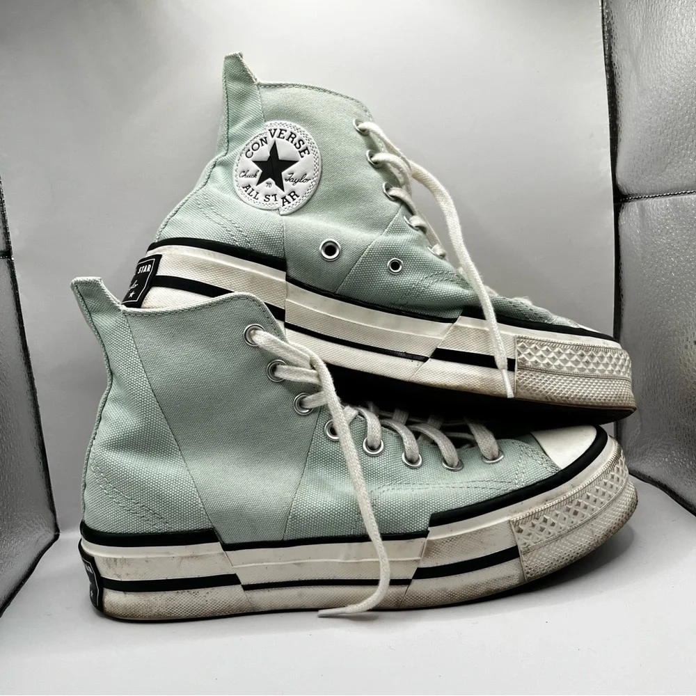 Converse High Top Sneakers in Minty Green Canvas - Picture 5 of 7